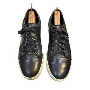 Lanvin Low Top Sneaker Size 11.5M US In Black Leather $595